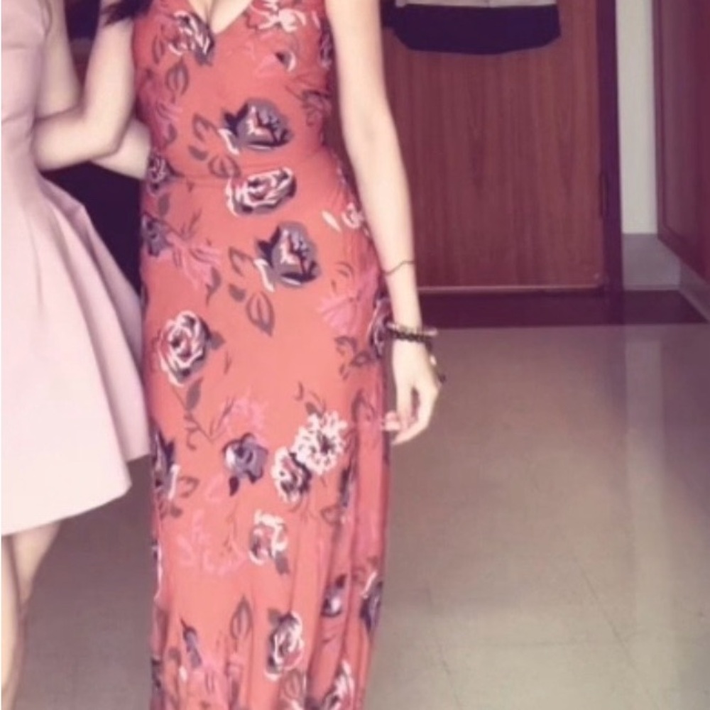 Floral Maxi Dress - Rust and Black